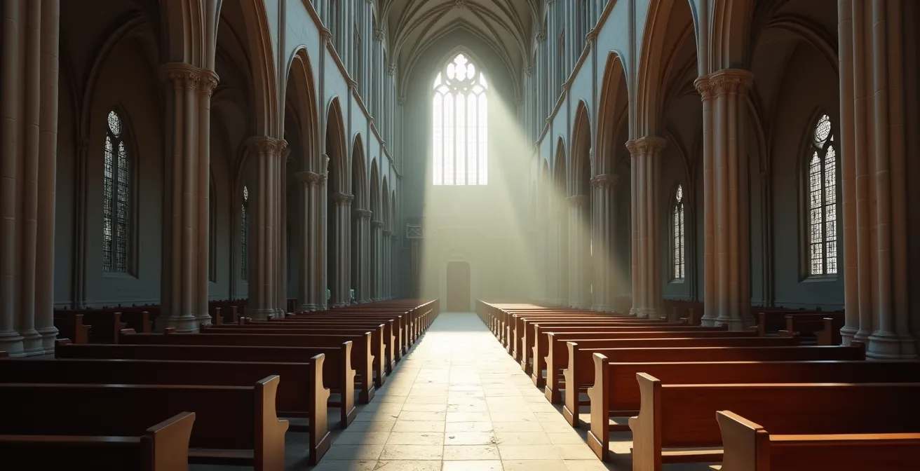 Intérieur épuré de la cathédrale Saint-Pierre montrant l'architecture favorisant l'acoustique parfaite
