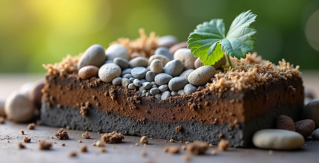 Coupe géologique des sols viticoles genevois montrant les différentes strates